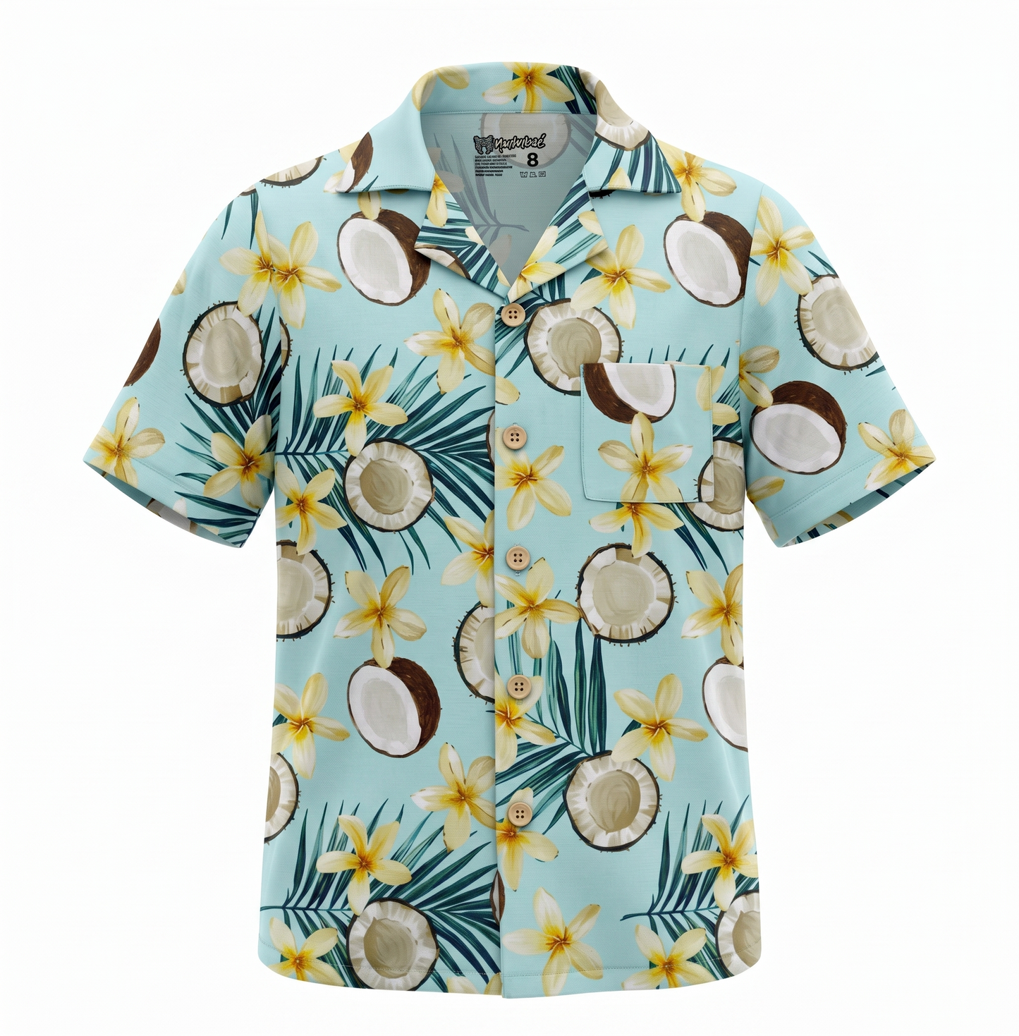Camisa de lino estampada fresca hombre cocos