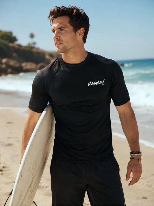 Playera UPF50+ Protección Solar hombre Rashguard negro manga corta