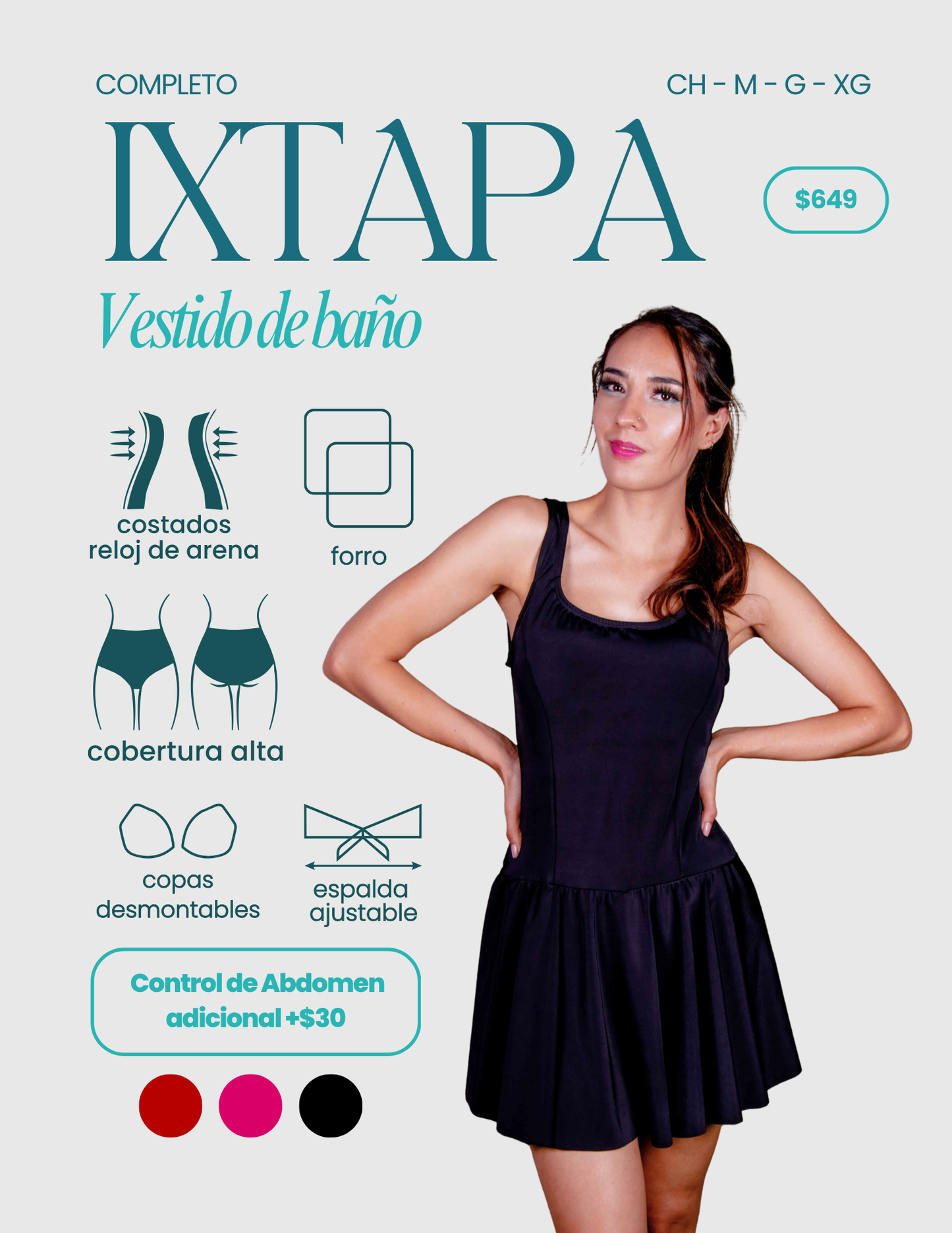 Ixtapa - vestido corte acinturado negro
