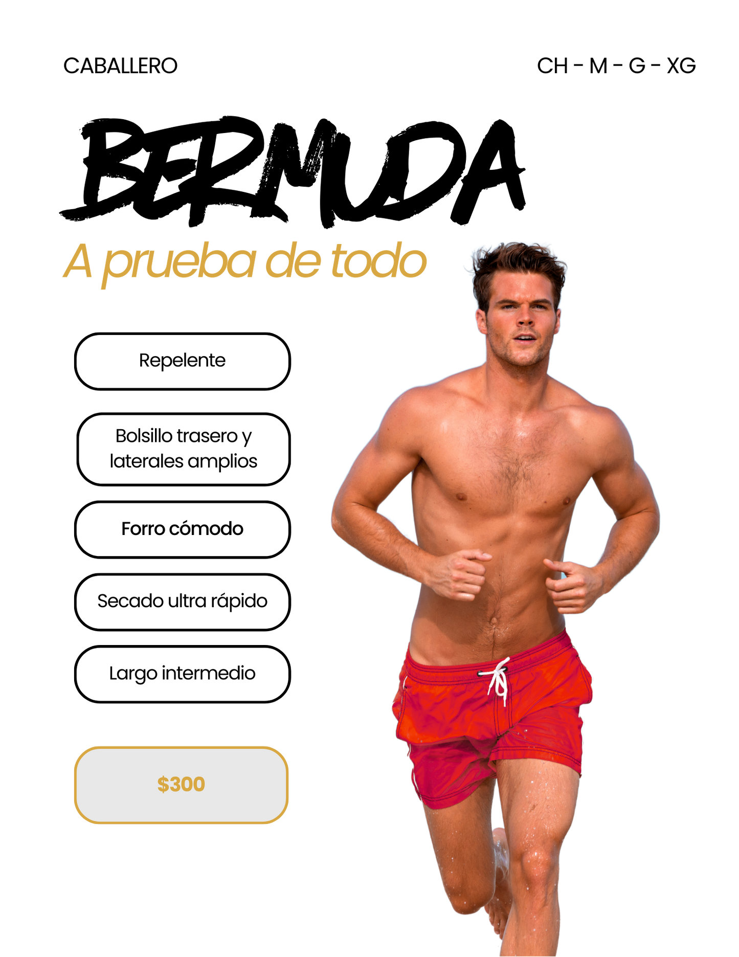 Bermuda hombre Mahahual Rojo