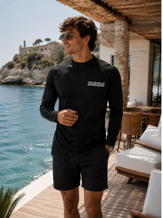Playera UPF50+ Protección Solar hombre Rashguard negro