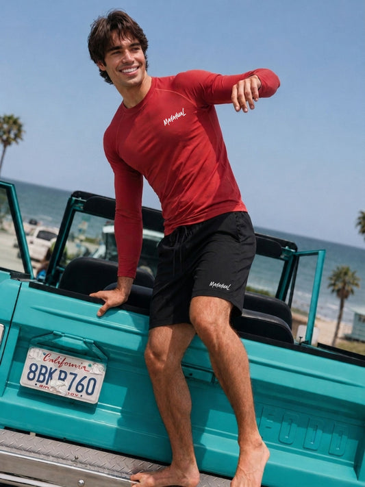 Playera UPF50+ Protección Solar hombre Rashguard rojo