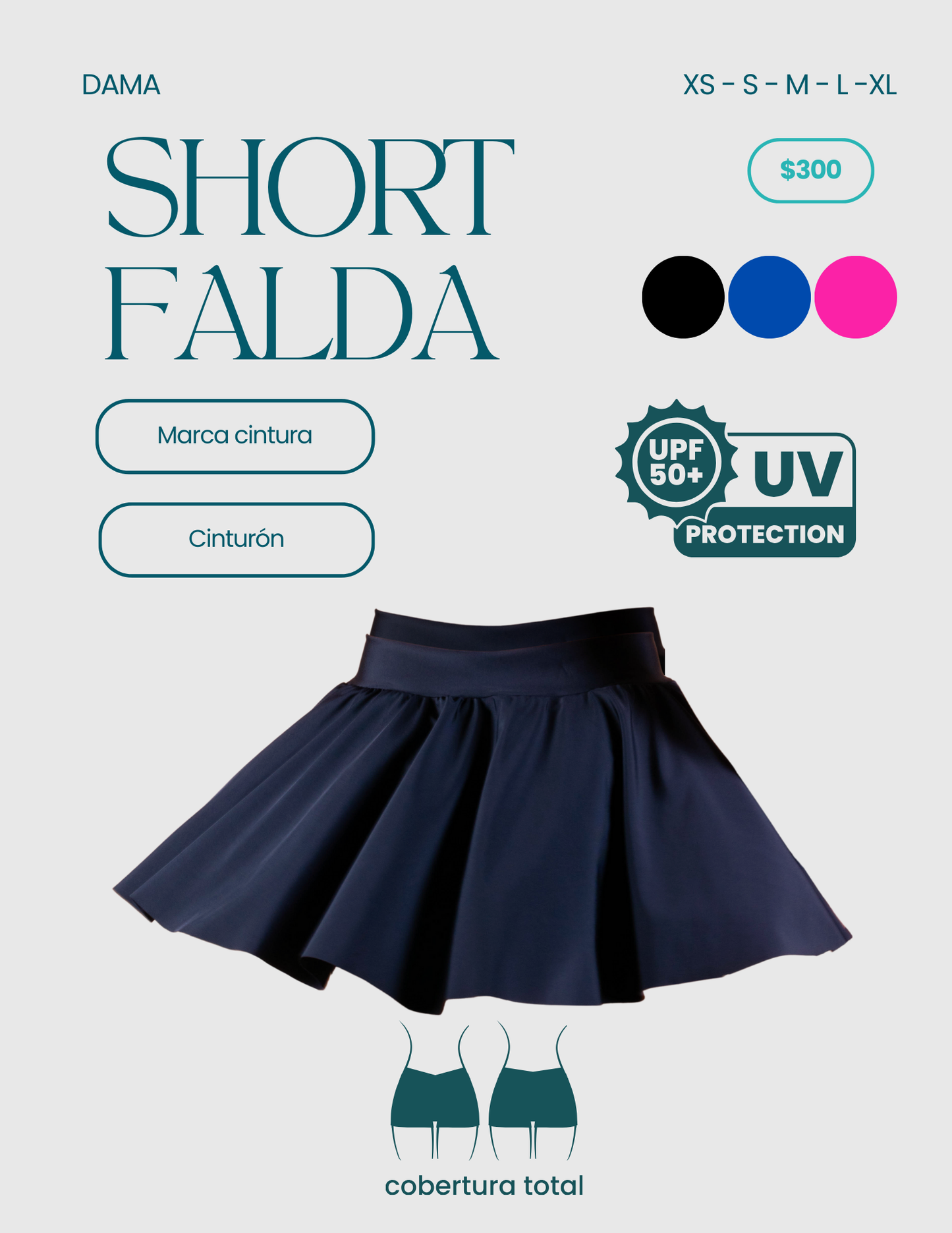 Falda short con protección solar UPF 50+