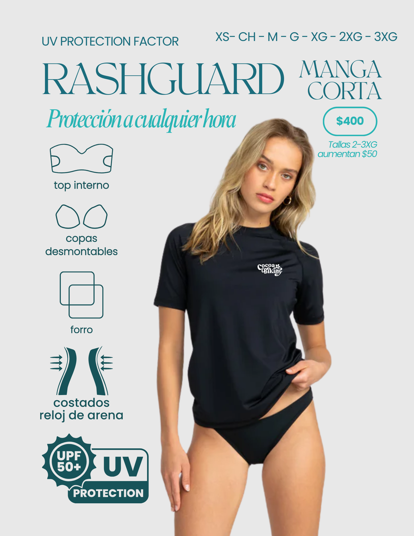 Playera manga corta Protección Solar UPF 50+ Negro