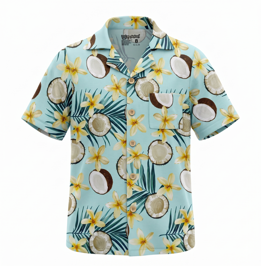 Camisa de lino estampada fresca hombre cocos