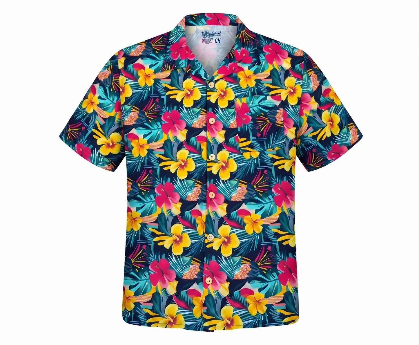 Camisa de lino estampada fresca hombre flores