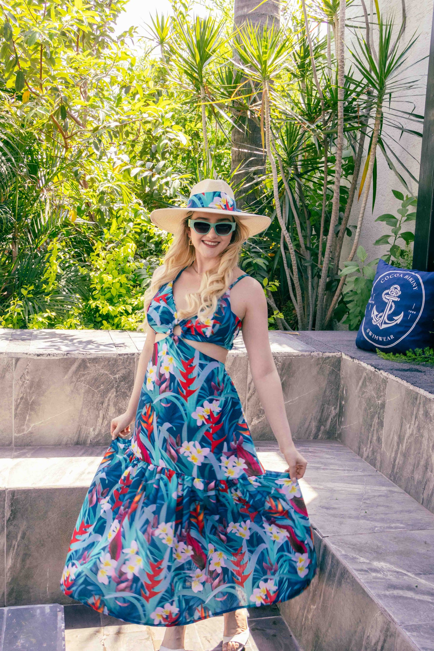 Vestido fresco de lino – Litibú Tropical Blue
