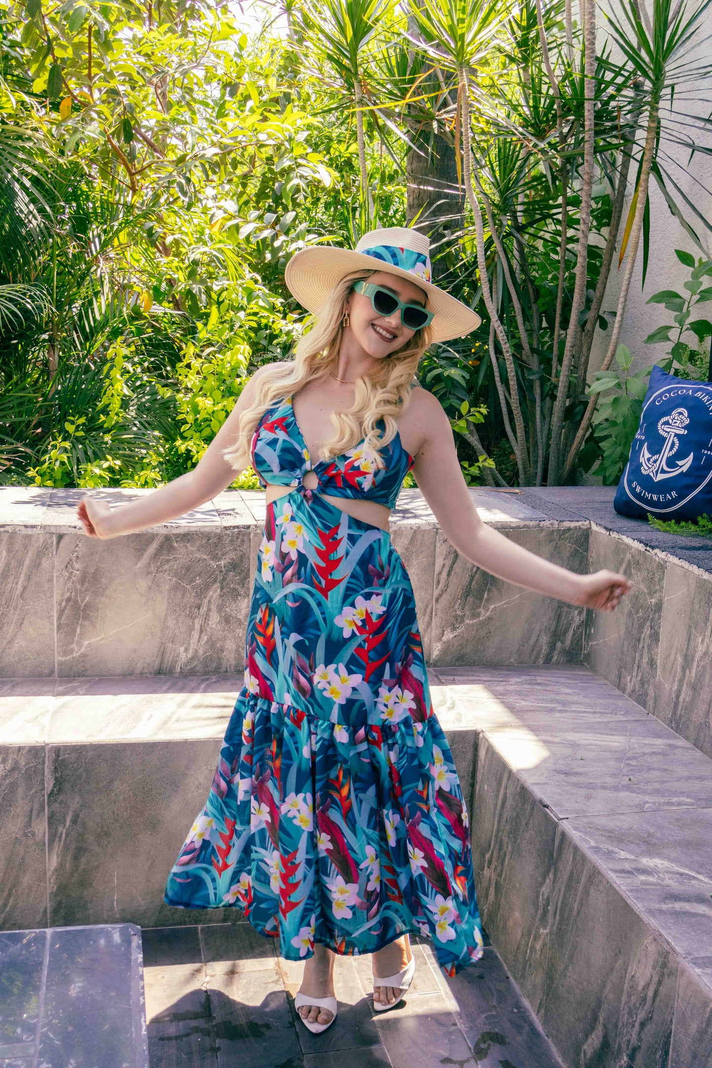 Vestido fresco de lino – Litibú Tropical Blue