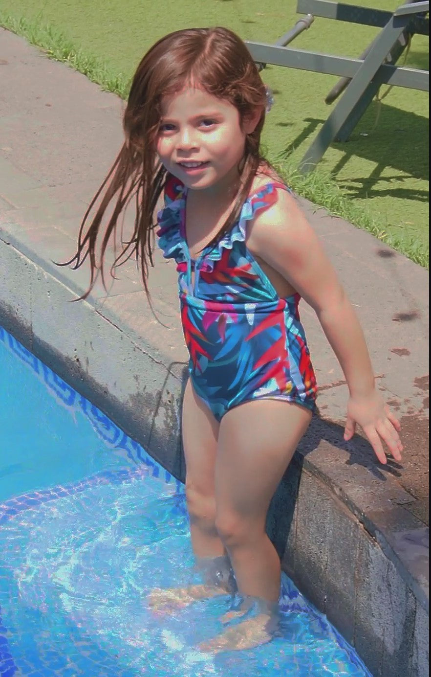 Traje de Baño de Niña con Holanes 🌸 Tierno, Seguro y a Juego con Mamá