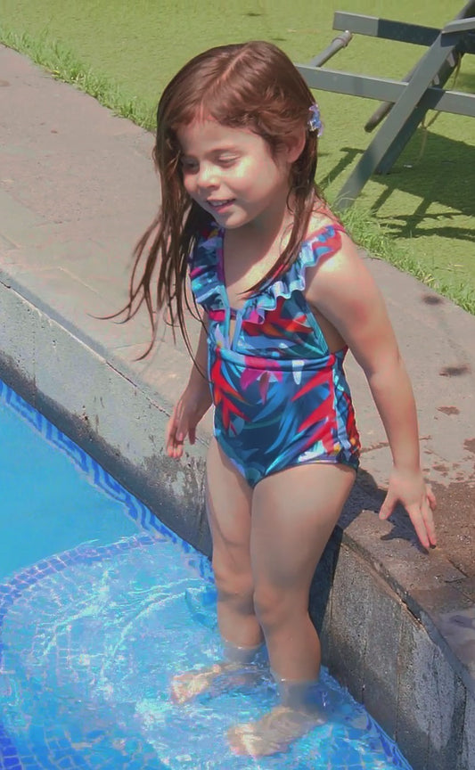 Traje de Baño de Niña con Holanes 🌸 Tierno, Seguro y a Juego con Mamá
